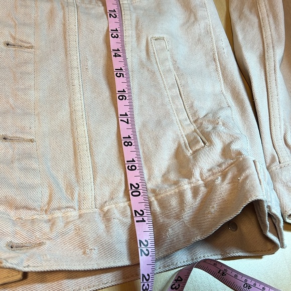 & Denim Light Pink Denim Jacket Size 6 With Light Distressing - Picture 10 of 10